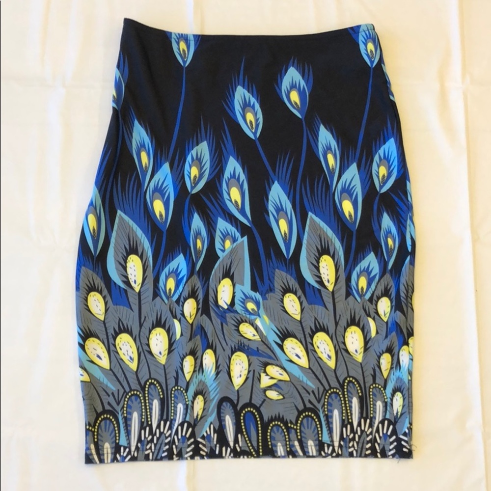Peacock pattern pencil skirt - small